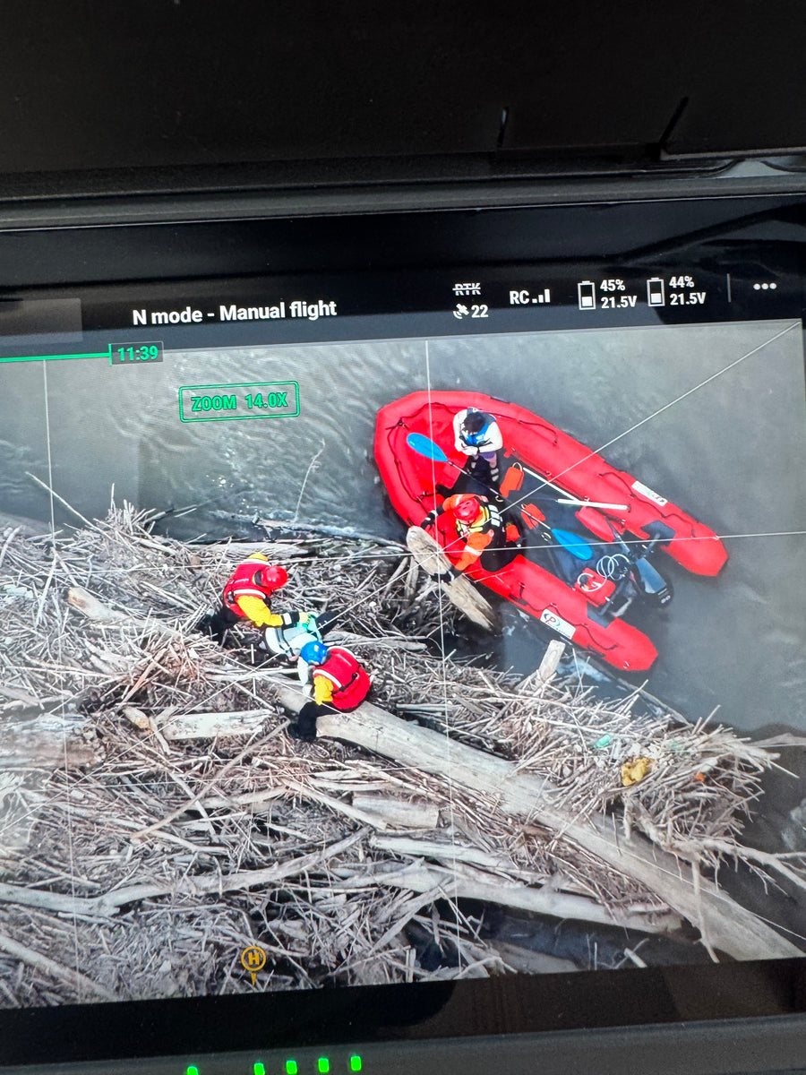 A water rescue seen from above