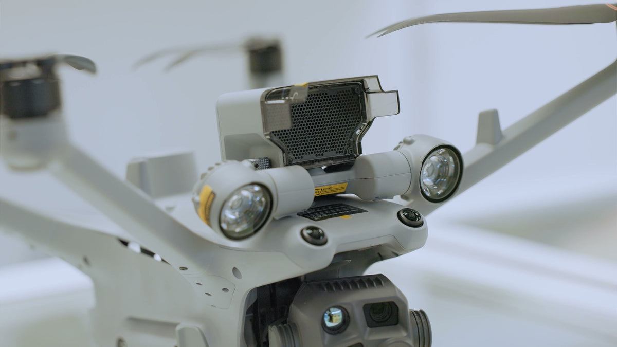 DJI Matrice 4TD with spotlight and speaker, close-up